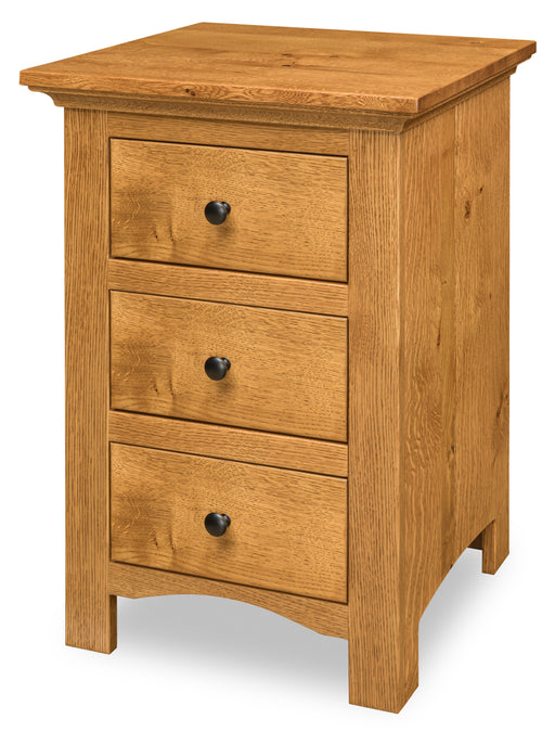 Quick Ship Amish Canton 3-Drawer Nightstand Nightstands Mission Sunrise Hardware