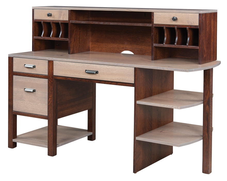 Wakefield Computer Desk With Hutch Single Pedestal Desks Modern