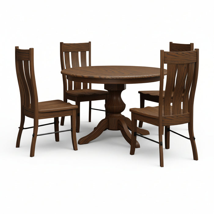 Quick Ship Amish Carla Single Pedestal Dining Set