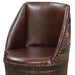Whiskey Barrel Upholstered Chair with Swivel  B-Sable Faux Leather Amish Made Front Facing