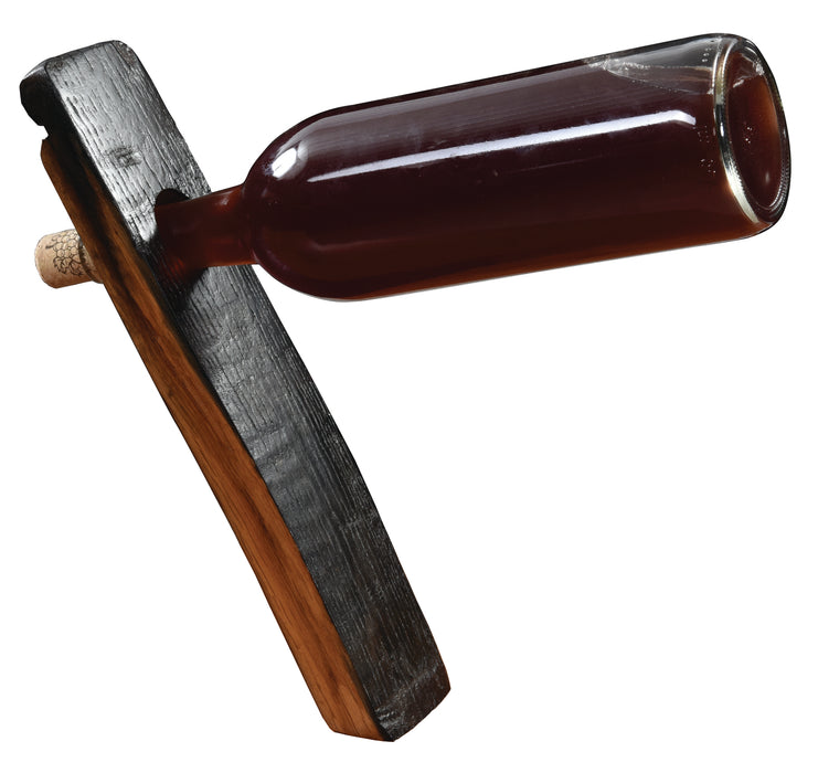 Whiskey Barrel Stave Wine Bottle Balancer Amish Made Front Facing
