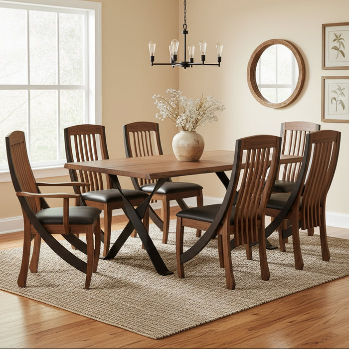 Amish Keywest Live Edge Dining Set - Solid Walnut Live Edge - Solid Walnut Dining Chairs - Formal Amish Made Dining Set