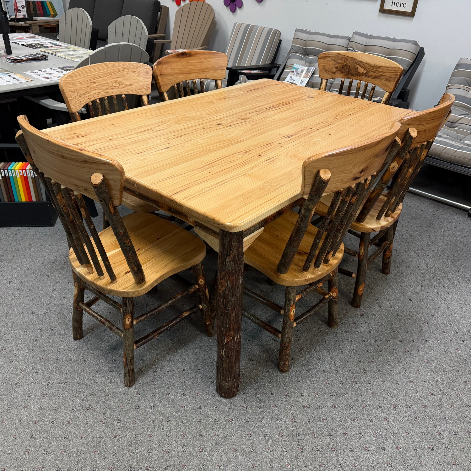 Amish Hickory Log Dining Set - In-Stock