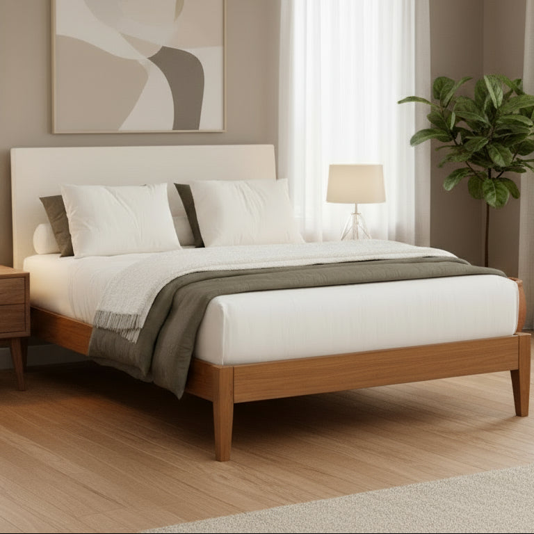 Amish Reveal Upholstered Headboard Platform Bed