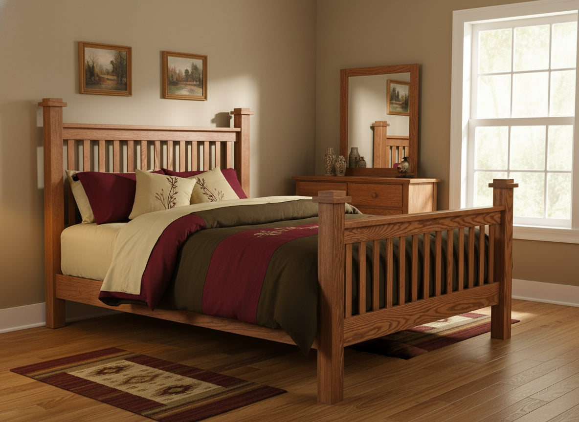 Amish 3.5" Mission Bed Spindle/Slat Beds Mission